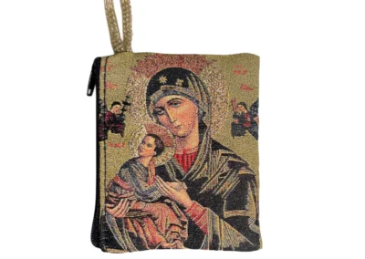 Our Lady of Perpetual Help Rosary Pouch – Tapestry Zipper Case – 3" × 4": A000018-1