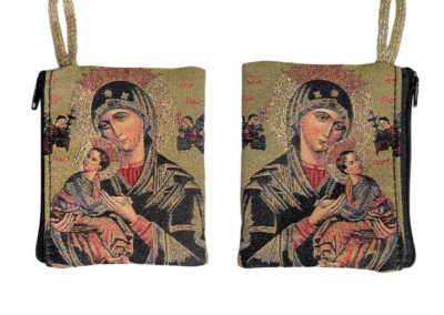 Our Lady of Perpetual Help Rosary Pouch – Tapestry Zipper Case – 3" × 4": A000018