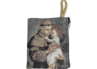 Saint Anthony Rosary Pouch – Tapestry Zipper Case – 3" × 4": A000019-2