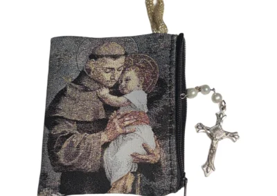 Saint Anthony Rosary Pouch – Tapestry Zipper Case – 3" × 4": A000019-4