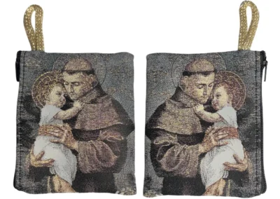 Saint Anthony Rosary Pouch – Tapestry Zipper Case – 3" × 4": A000019