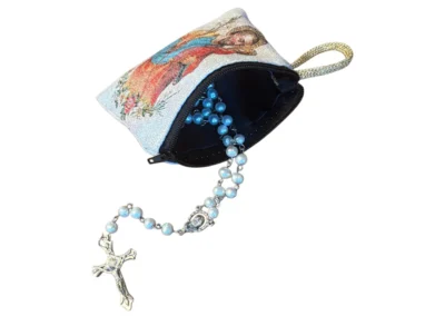 Saint Joseph with Child Jesus Rosary Pouch – Tapestry Zipper Case – 3" × 4": A000021-2
