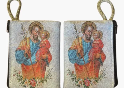 Saint Joseph with Child Jesus Rosary Pouch – Tapestry Zipper Case – 3" × 4": A000021