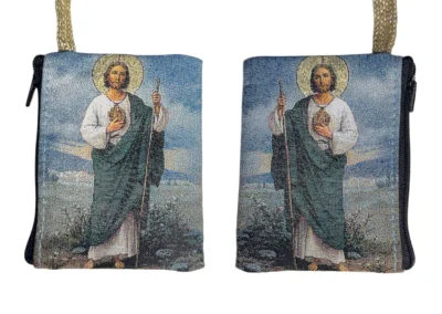 Saint Jude Rosary Pouch – Tapestry Zipper Case – 3" × 4": A000022