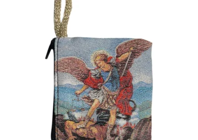 Saint Michael the Archangel Rosary Pouch – Tapestry Zipper Case – 3" × 4": A000023-1