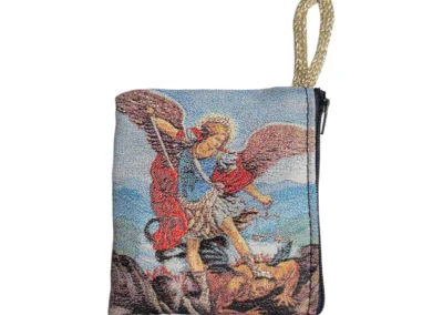 Saint Michael the Archangel Rosary Pouch – Tapestry Zipper Case – 3" × 4": A000023-2