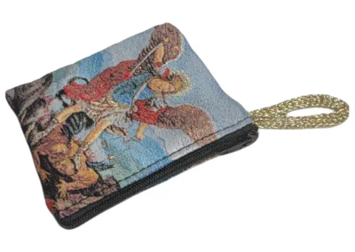 Saint Michael the Archangel Rosary Pouch – Tapestry Zipper Case – 3" × 4": A000023-3