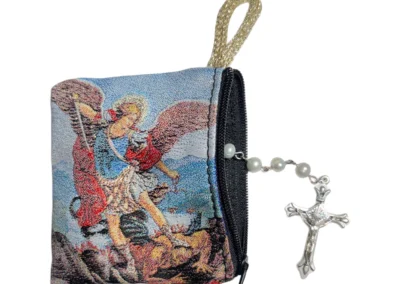 Saint Michael the Archangel Rosary Pouch – Tapestry Zipper Case – 3" × 4": A000023-4