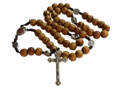 Mary Wooden Rosary in Prayer Tin – Handcrafted 10mm Beads – 18": A000024-4