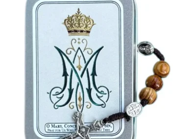 Mary Wooden Rosary in Prayer Tin – Handcrafted 10mm Beads – 18"