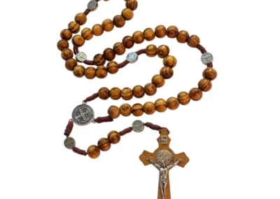 Saint Benedict Wooden Rosary in Prayer Tin – 10mm Beads – 18": A000025-1
