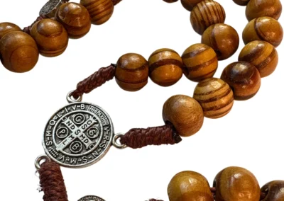 Saint Benedict Wooden Rosary in Prayer Tin – 10mm Beads – 18": A000025-3