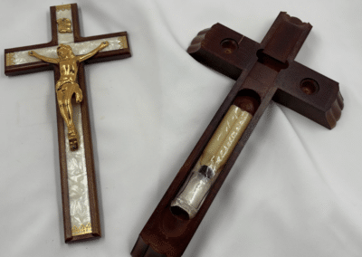 Mother-of-Pearl Style Inlay with Original Candle and Holy Water Bottle – c. 1955–1975:AHZ0005-1