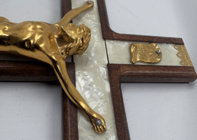 Mother-of-Pearl Style Inlay with Original Candle and Holy Water Bottle – c. 1955–1975: AHZ0005-13