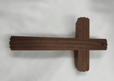 Vintage Walnut Catholic Sick Call Crucifix with Hidden Last Rites Compartment – Pearloid Inlay & Original Beeswax Candles – c. 1960–1975:AHZ0007-4