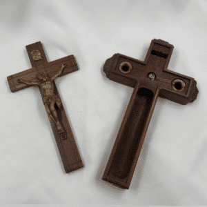 Vintage Polish-American Catholic Sick Call Crucifix – Max F. Rutecki Funeral Director – c. 1960s
