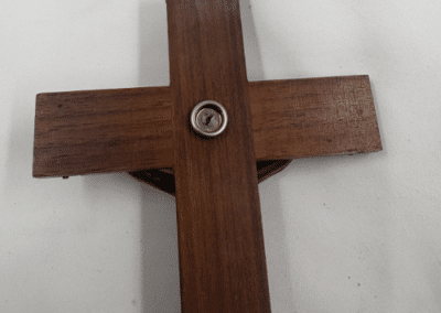Vintage Polish-American Catholic Sick Call Crucifix – Max F. Rutecki Funeral Director – c. 1960s: AHZ0008-4