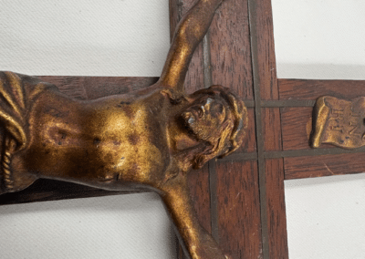 Vintage Polish Catholic Sick Call Crucifix with Hidden Last Rites Compartment – Buffalo Funeral Home – c. 1945–1960:AHZ0009-5