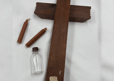 Vintage Catholic Sick Call Crucifix with Hidden Compartment, Candles & Holy Water Bottle – c. 1945–1960:AHZ0010-2