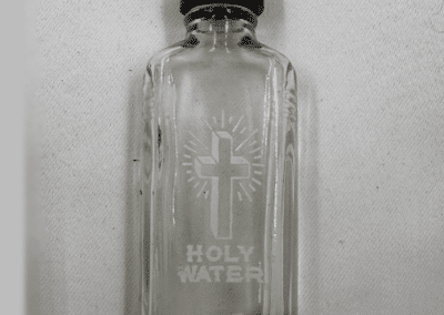 Vintage Catholic Sick Call Crucifix with Holy Water Bottle & Candles – Hardwood Last Rites Crucifix – c. 1955–1970:AHZ0012-5