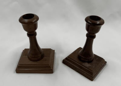 Vintage Pair of Turned Hardwood Candlesticks – Early American Colonial Style Wooden Taper Candle Holders - AJZ0001-1
