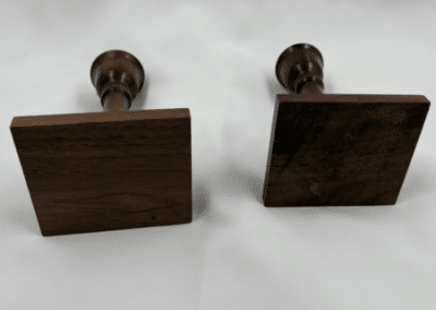 Vintage Pair of Turned Hardwood Candlesticks – Early American Colonial Style Wooden Taper Candle Holders - AJZ0001-2
