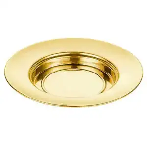 Polished Steel Bread Plate - Brass Tone