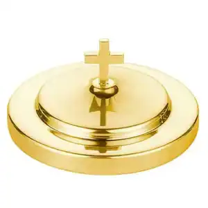 Polished Steel Bread Plate Cover - Brass Tone