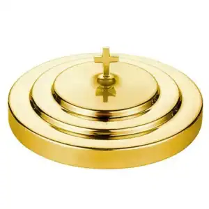 Polished Steel Communion Tray Cover - Brass Tone