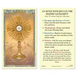 Eucharistic Adoration of the Blessed Sacrament Laminated Holy Card BA00017