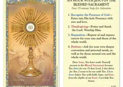 Eucharistic Adoration of the Blessed Sacrament Laminated Holy Card BA00017