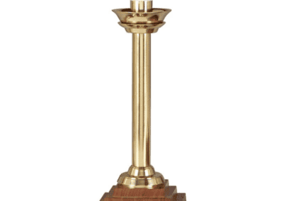 Brass Altar Candlesticks with Wood Base Set of 2