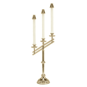 Three-Light Polished Brass Candelabra