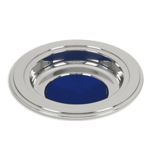 Silver Tone Offering Plate - Blue