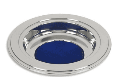 Silver Tone Offering Plate - Blue