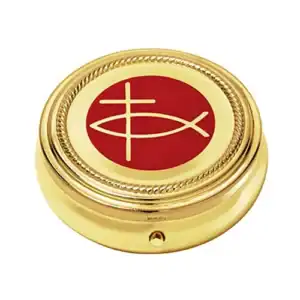 Ichthus Cross Pyx – Gold Finish Catholic Communion Vessel | Set of 3