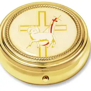 Lamb with Cross Pyx – Gold Finish Catholic Communion Vessel | Set of 3