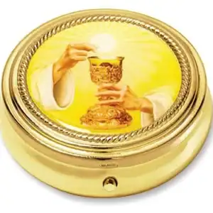 Chalice Pyx – Gold Finish with Eucharistic Chalice Emblem | Set of 3