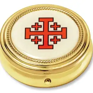 Jerusalem Cross Pyx – Gold Finish with Epoxy Emblem | Set of 3