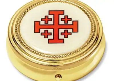 Jerusalem Cross Pyx – Gold Finish with Epoxy Emblem | Set of 3