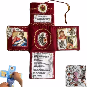 Handcrafted Catholic Pocket Shrine (Maroon)