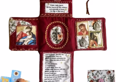 Handcrafted Catholic Pocket Shrine (Maroon) DA00001