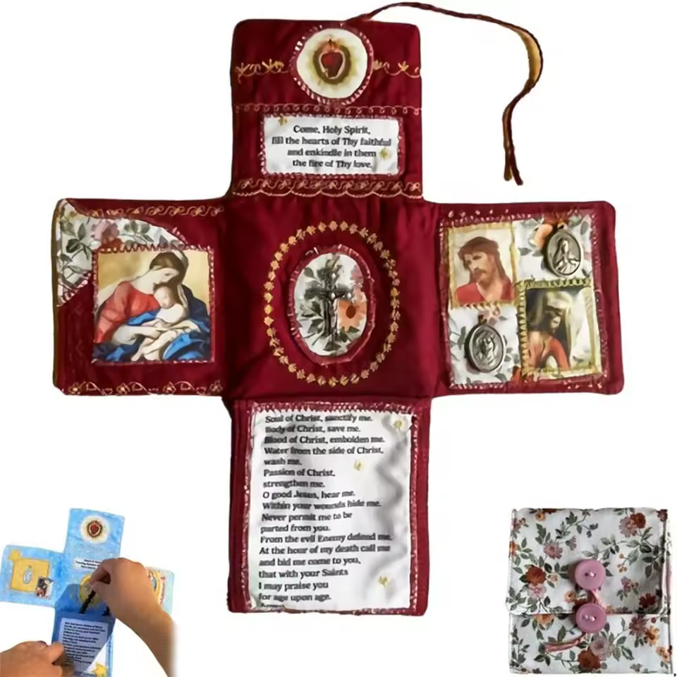 Handcrafted Catholic Pocket Shrine (Maroon) Handcrafted Catholic Pocket Shrine (Maroon)