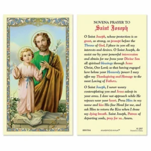Novena Prayer to Saint Joseph – Laminated Catholic Holy Card