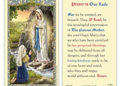 Our Lady of Lourdes – Laminated Catholic Holy Card with Prayer: F000005
