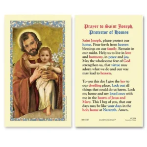 Prayer to Saint Joseph Protector of Homes – Laminated Catholic Holy Card