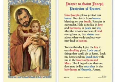 Prayer to Saint Joseph Protector of Homes – Laminated Catholic Holy Card: F000008