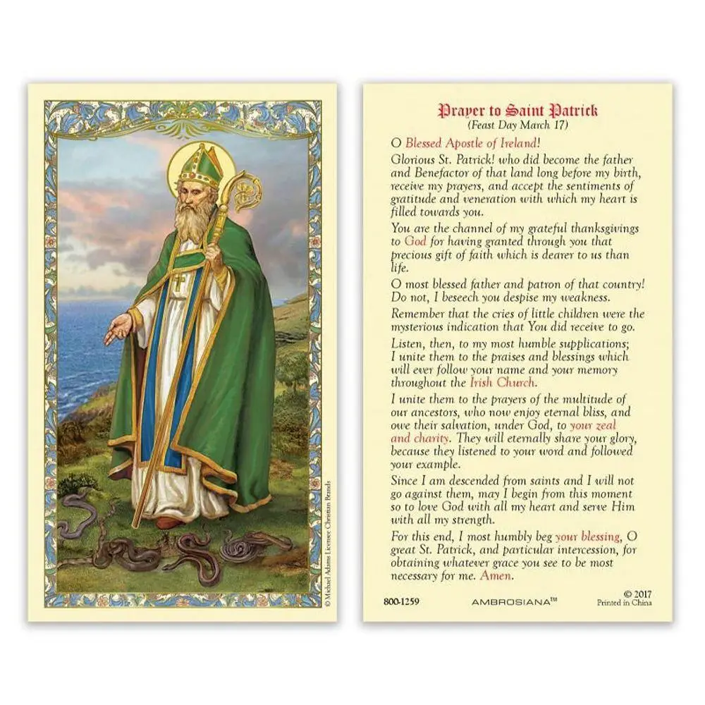 Prayer to Saint Patrick – Laminated Catholic Holy Card Prayer to Saint Patrick – Laminated Catholic Holy Card