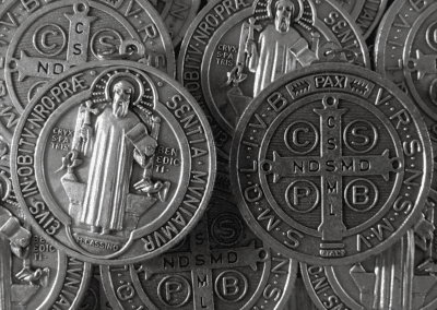 Saint Benedict Round Medal Silver-Plated ZAMAC