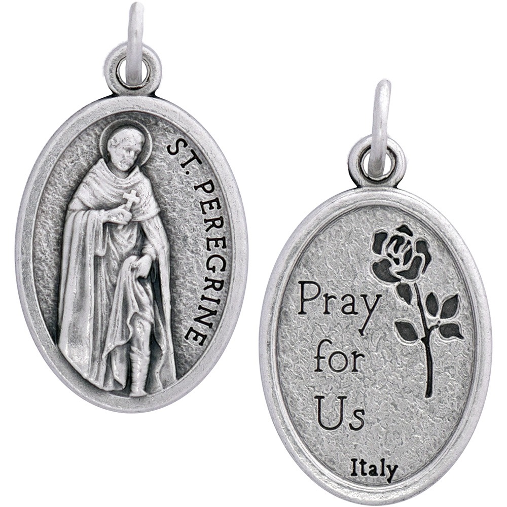 Saint Peregrine Medal Silver-Plated ZAMAC 1″ Saint Peregrine Medal – Silver-Plated ZAMAC